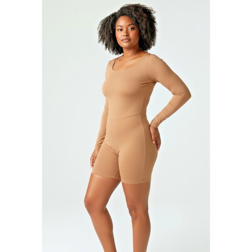 Wolford Women Warm Up Jumpsuit Sleeved Color: Almond Size: 38 US 8  53243